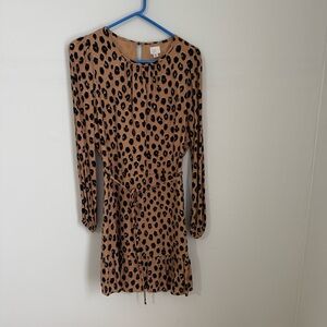 Leopard Print Long Sleeve Dress